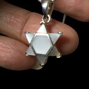 Star of David Silver and Mother Of Pearl Necklace